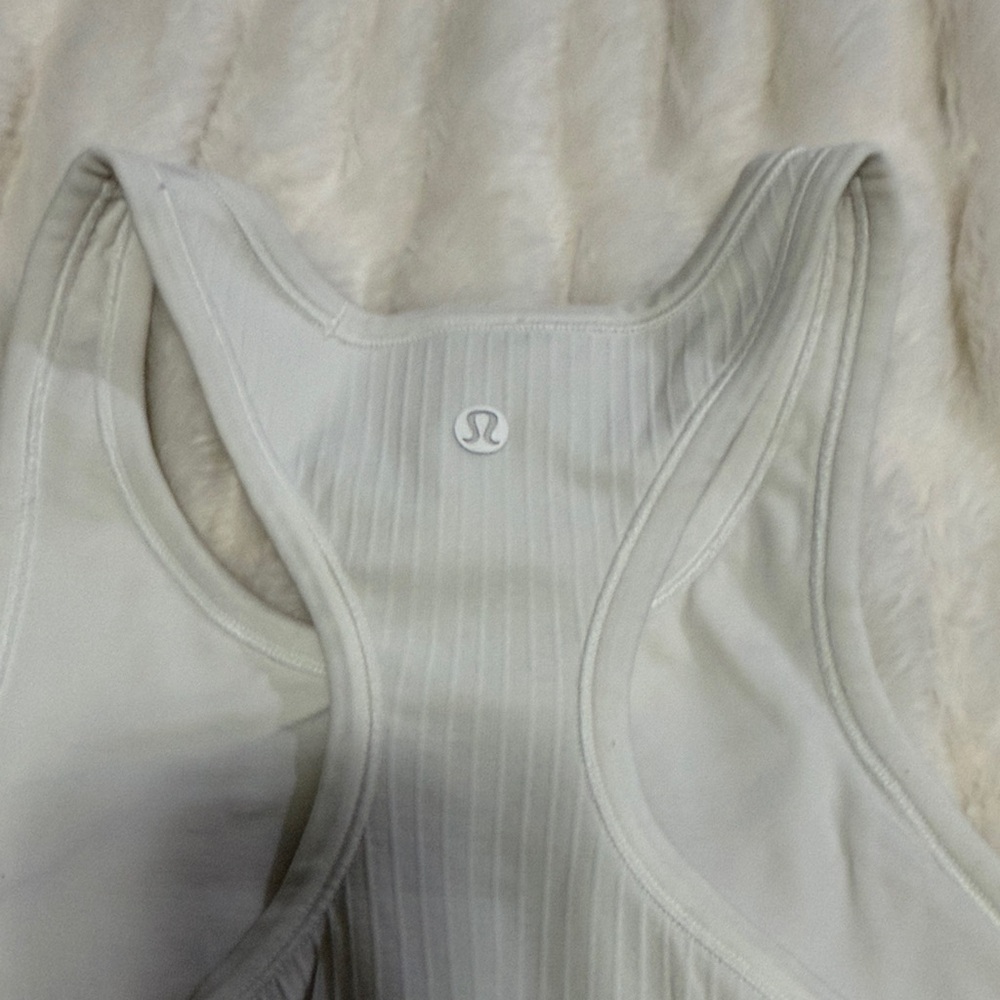 White Lululemon Ribbed Tank Top - Picture 2 of 4